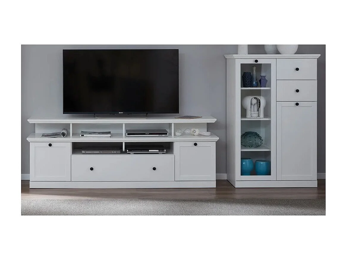 Ensemble meuble TV 2 pièces blanc mat Valex 129cm