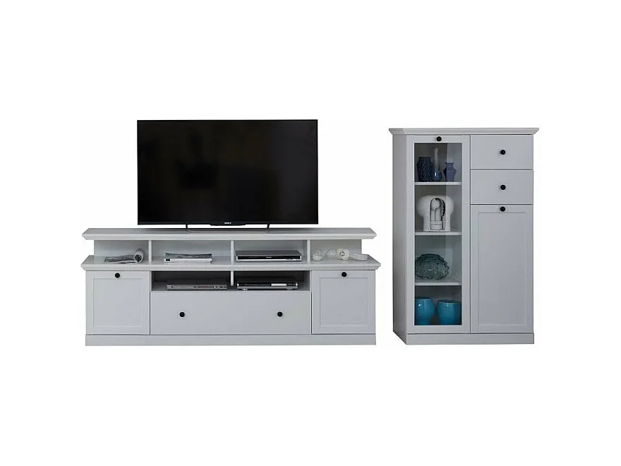 Ensemble meuble TV 2 pièces blanc mat Valex 129cm