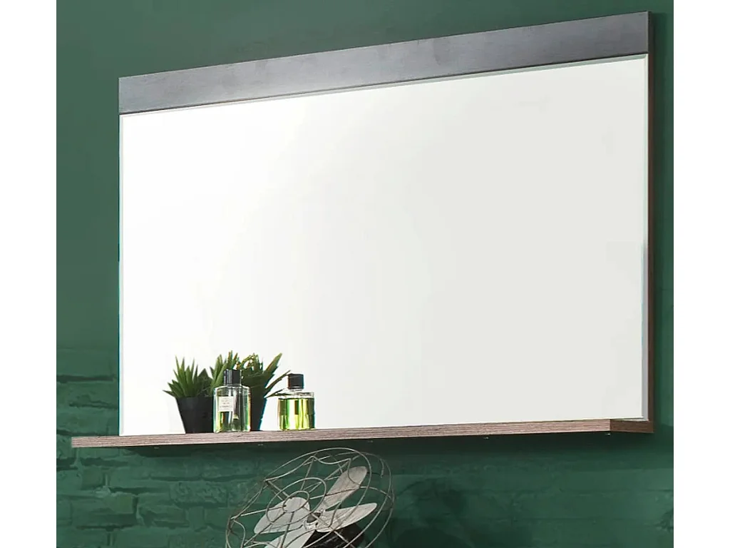 Ensemble meuble d'entrée 5 pièces mélaminé chêne foncé et gris Orcel