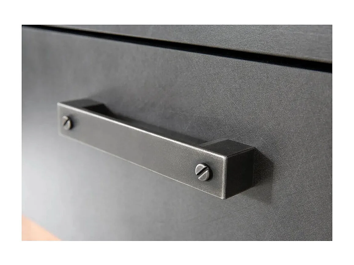 Ensemble meuble d'entrée 5 pièces mélaminé chêne foncé et gris Orcel