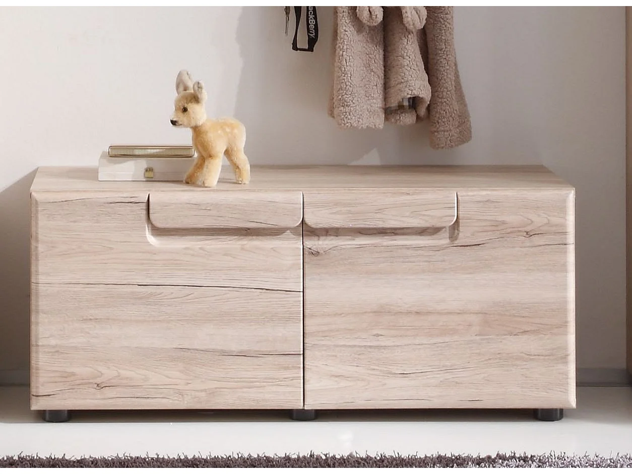 Ensemble meuble d'entrée 4 pièces mélaminé chêne clair Aurel