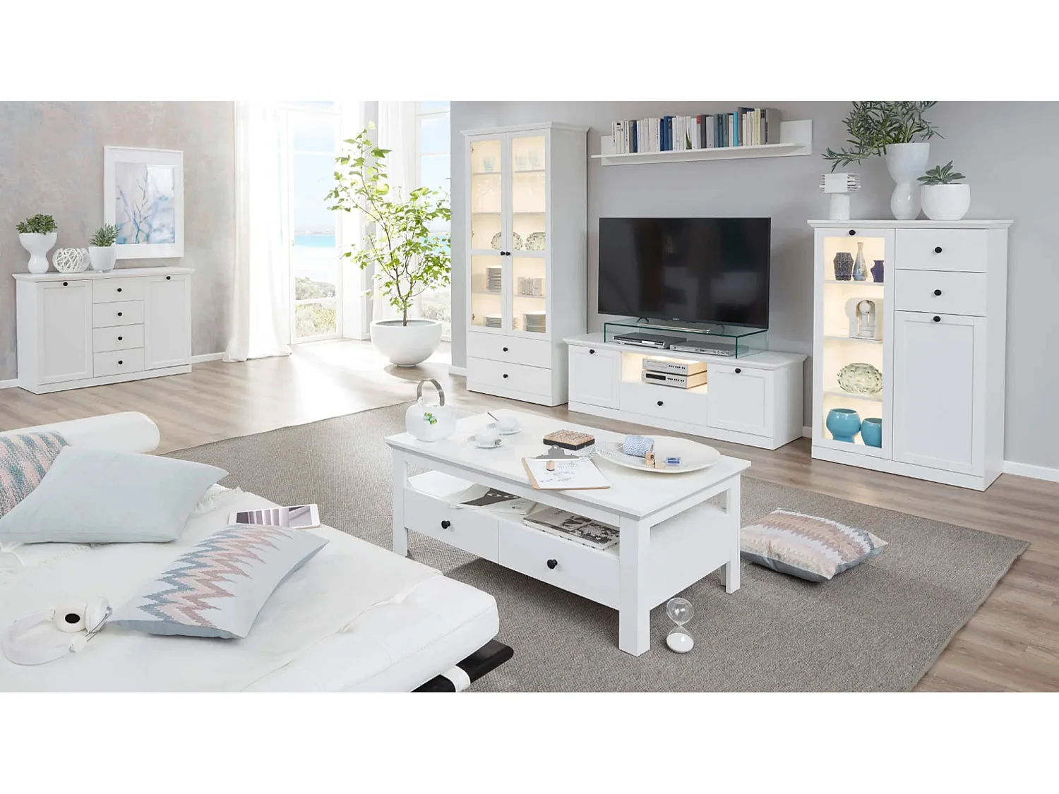 Ensemble meuble TV 4 pièces blanc mat Valex