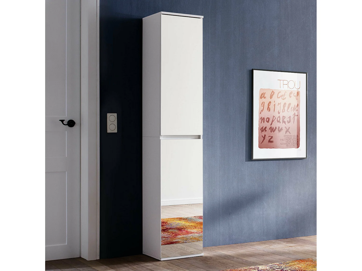 Armoire de rangement 2 portes avec miroir Cartel 37cm