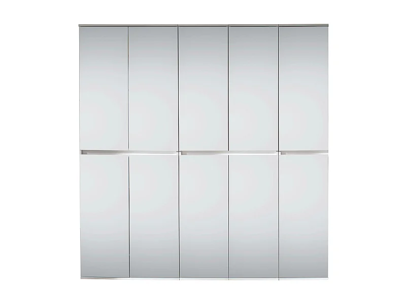 Meuble de chambre - Armoire avec 10 portes-miroirs en mélaminé blanc. L-H-P : 185-191-34 cm.