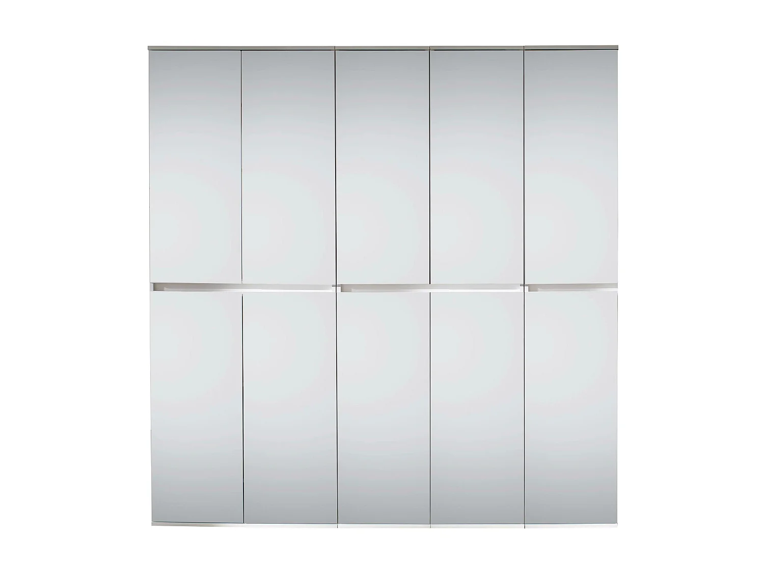 Meuble de chambre - Armoire avec 10 portes-miroirs en mélaminé blanc. L-H-P : 185-191-34 cm.