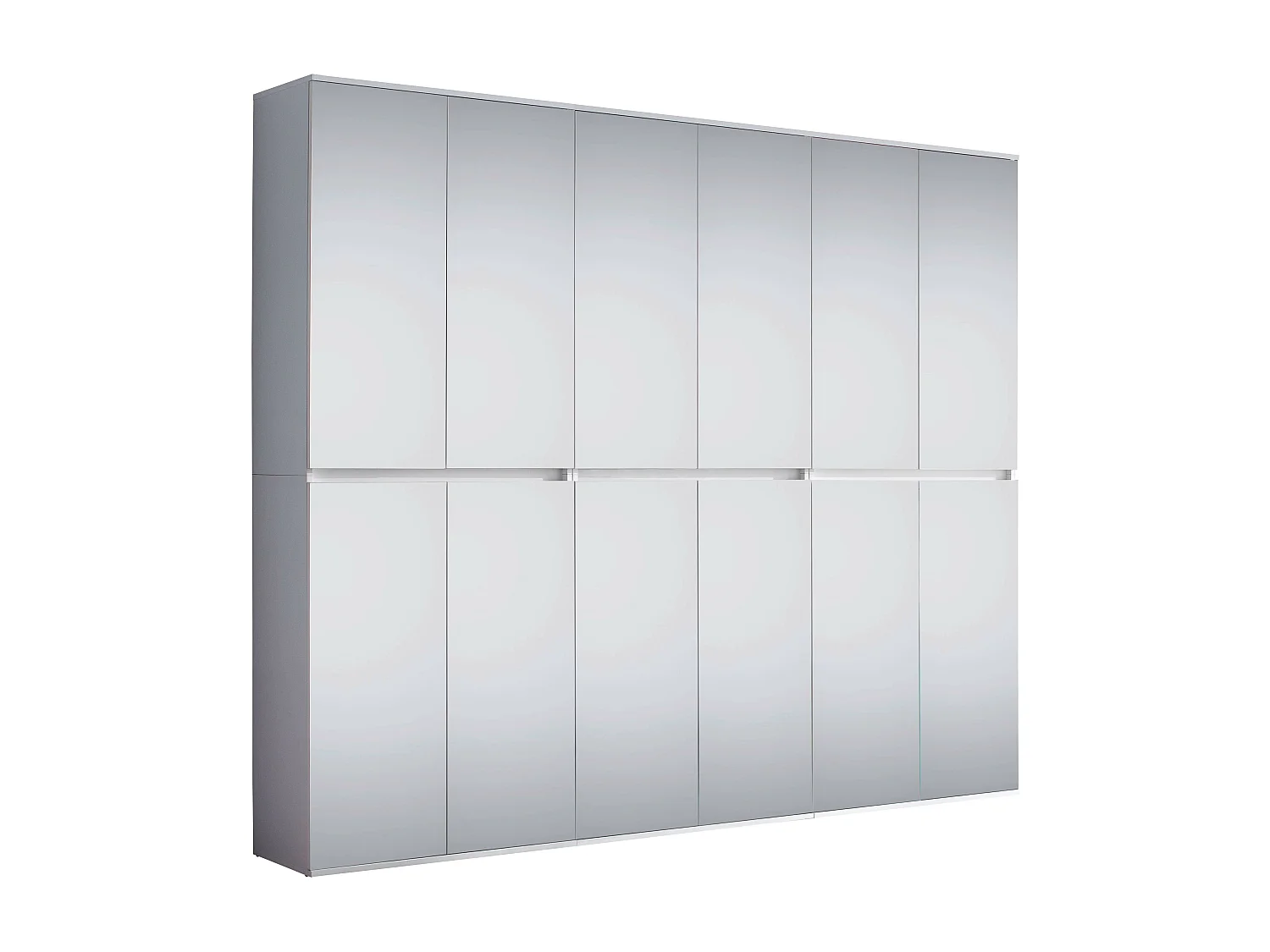 Grande armoire d´entrée avec portes miroirs - Mélaminé - Blanc - 222 - 191 - 34 cm