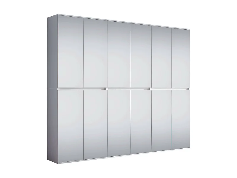 Grande armoire d´entrée avec portes miroirs - Mélaminé - Blanc - 222 - 191 - 34 cm