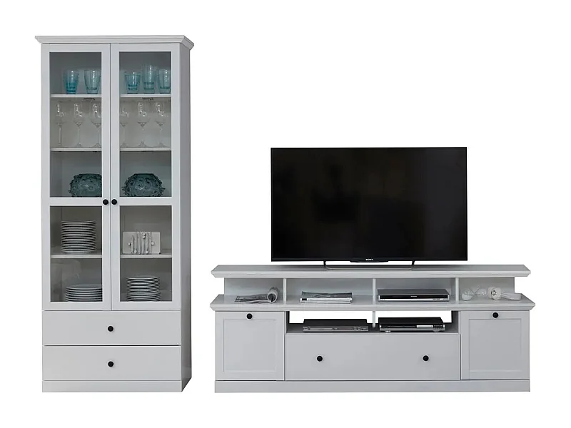 Ensemble meuble TV 2 pièces blanc mat Valex