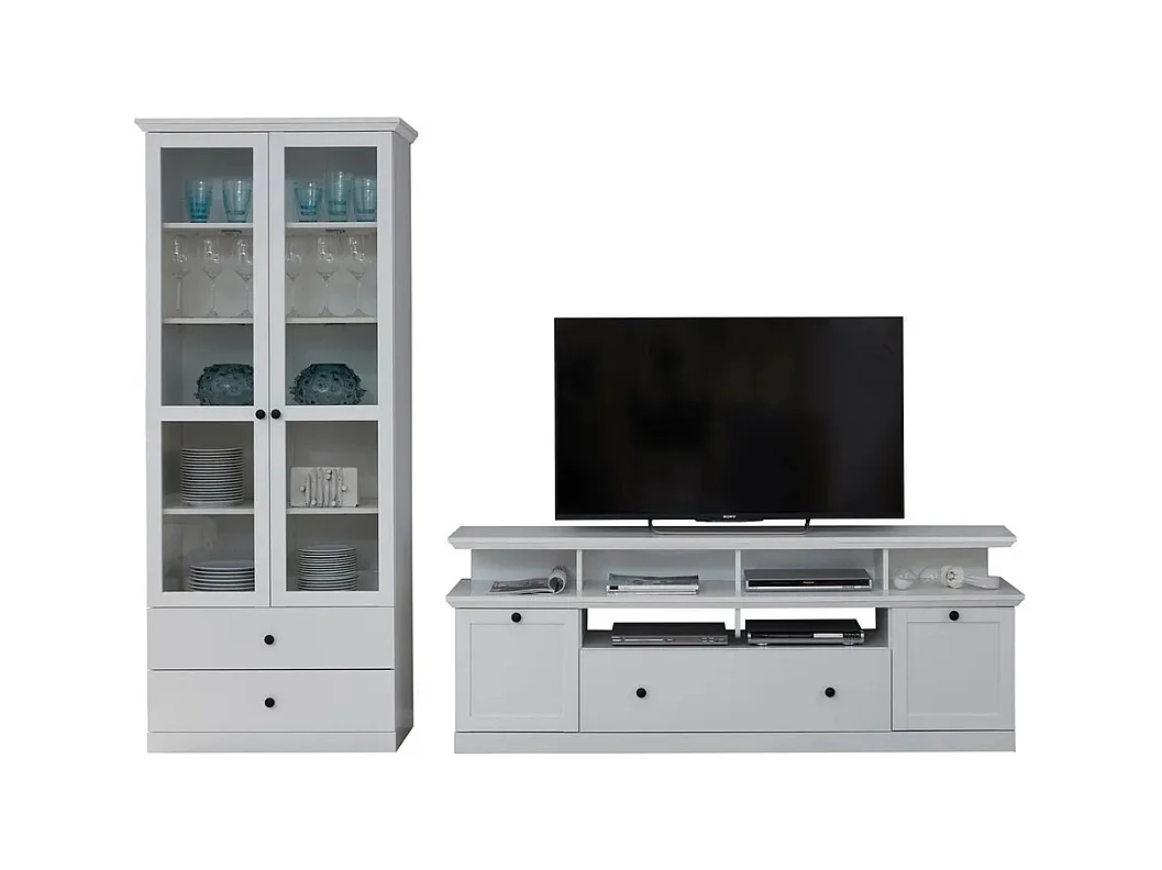 Ensemble meuble TV 2 pièces blanc mat Valex