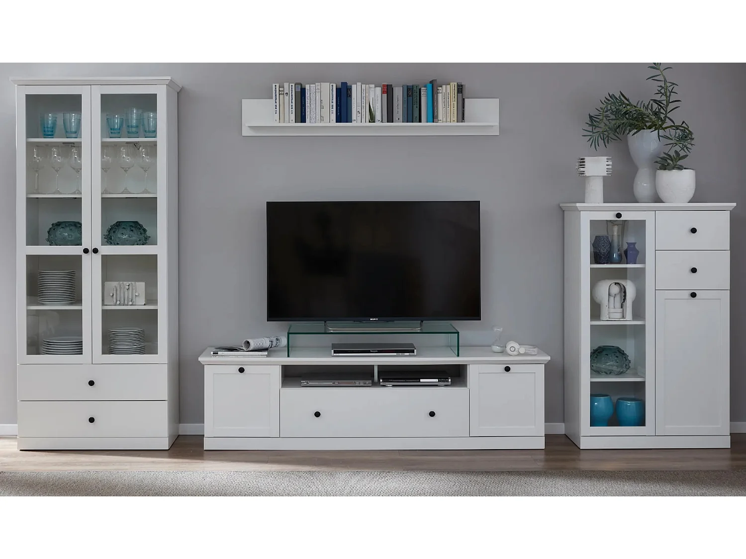 Ensemble meuble TV 4 pièces blanc mat Valex 369cm