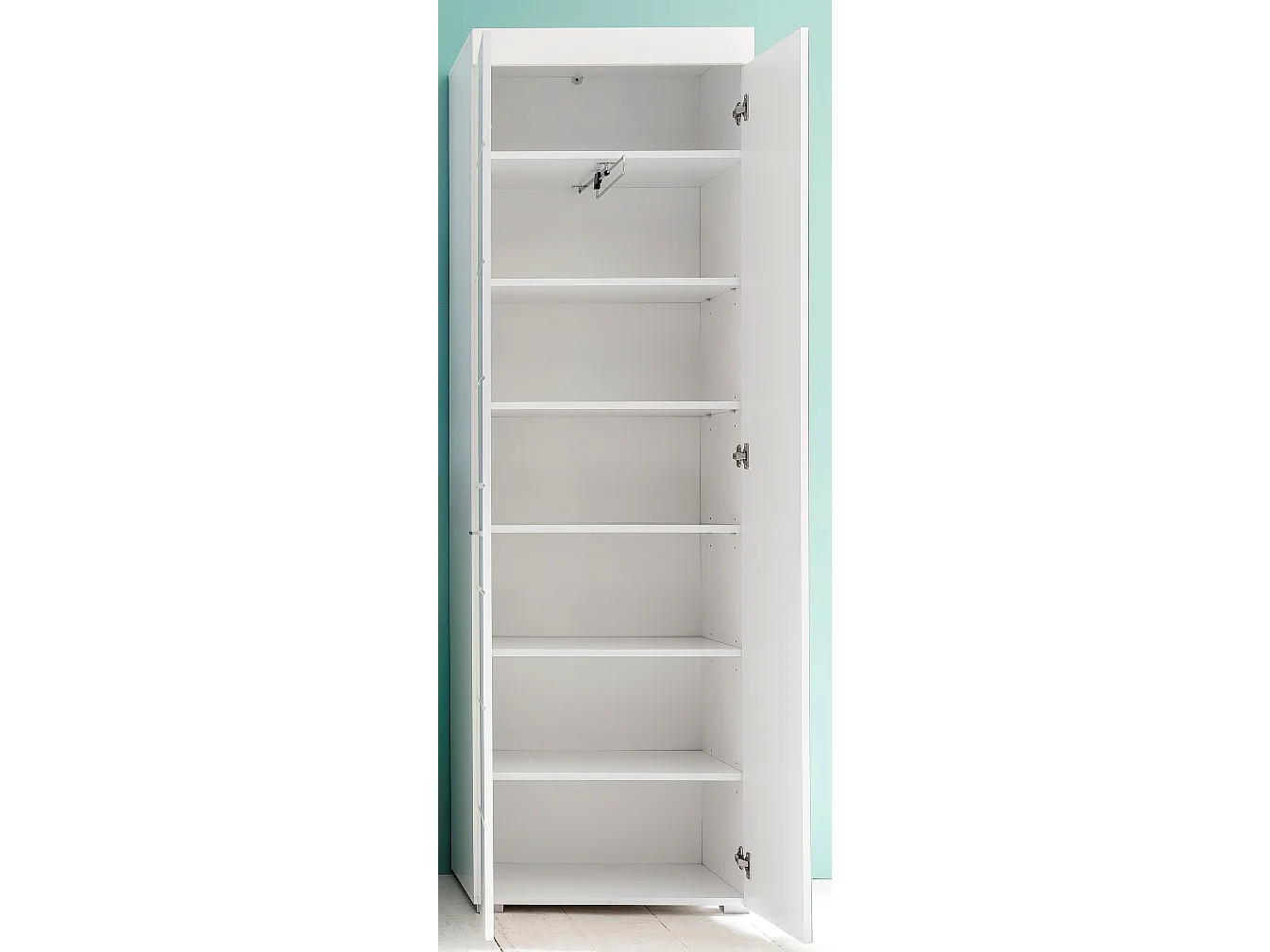 Meuble d'entrée / de bureau mélaminé blanc + miroir. L - H - P : 62 - 195 - 38 cm