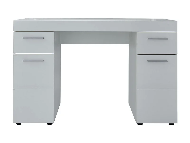Bureau mélaminé coloris blanc avec 2 tiroirs et deux placards. L - H - P : 120| 76 | 41 cm.