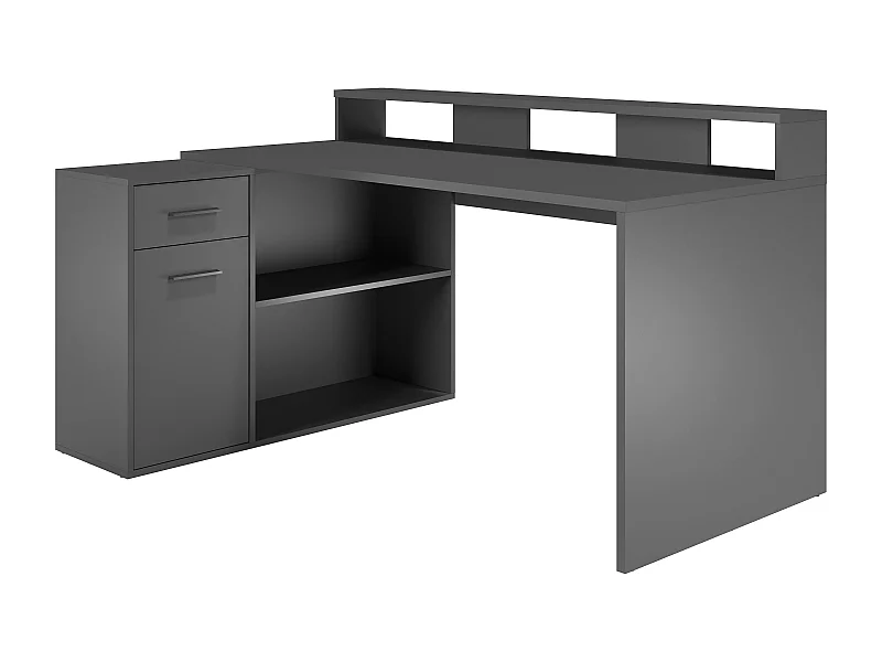Bureau d´angle, option drte-gche - Mélaminé - Gris - 160 - 92 - 115 cm
