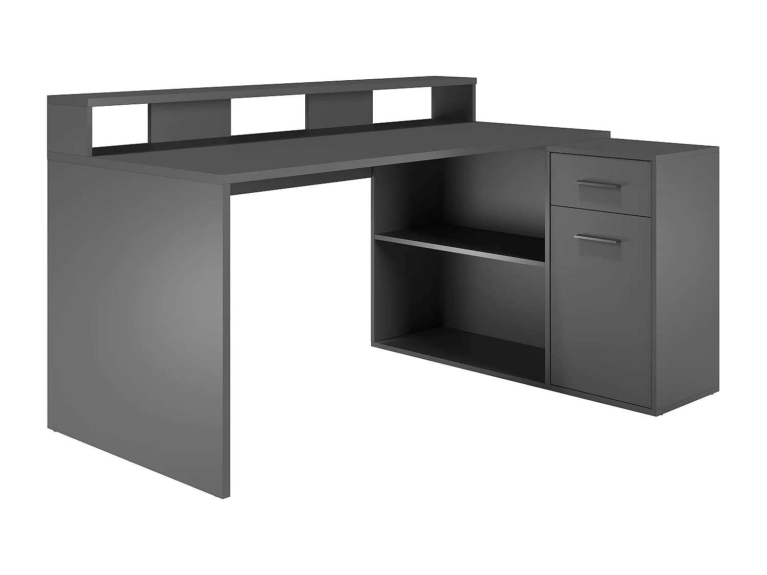 Bureau d´angle, option drte-gche - Mélaminé - Gris - 160 - 92 - 115 cm
