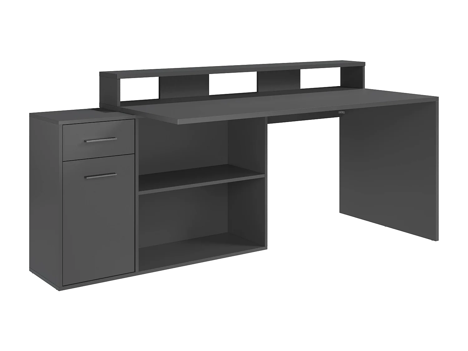 Bureau d´angle, option drte-gche - Mélaminé - Gris - 160 - 92 - 115 cm