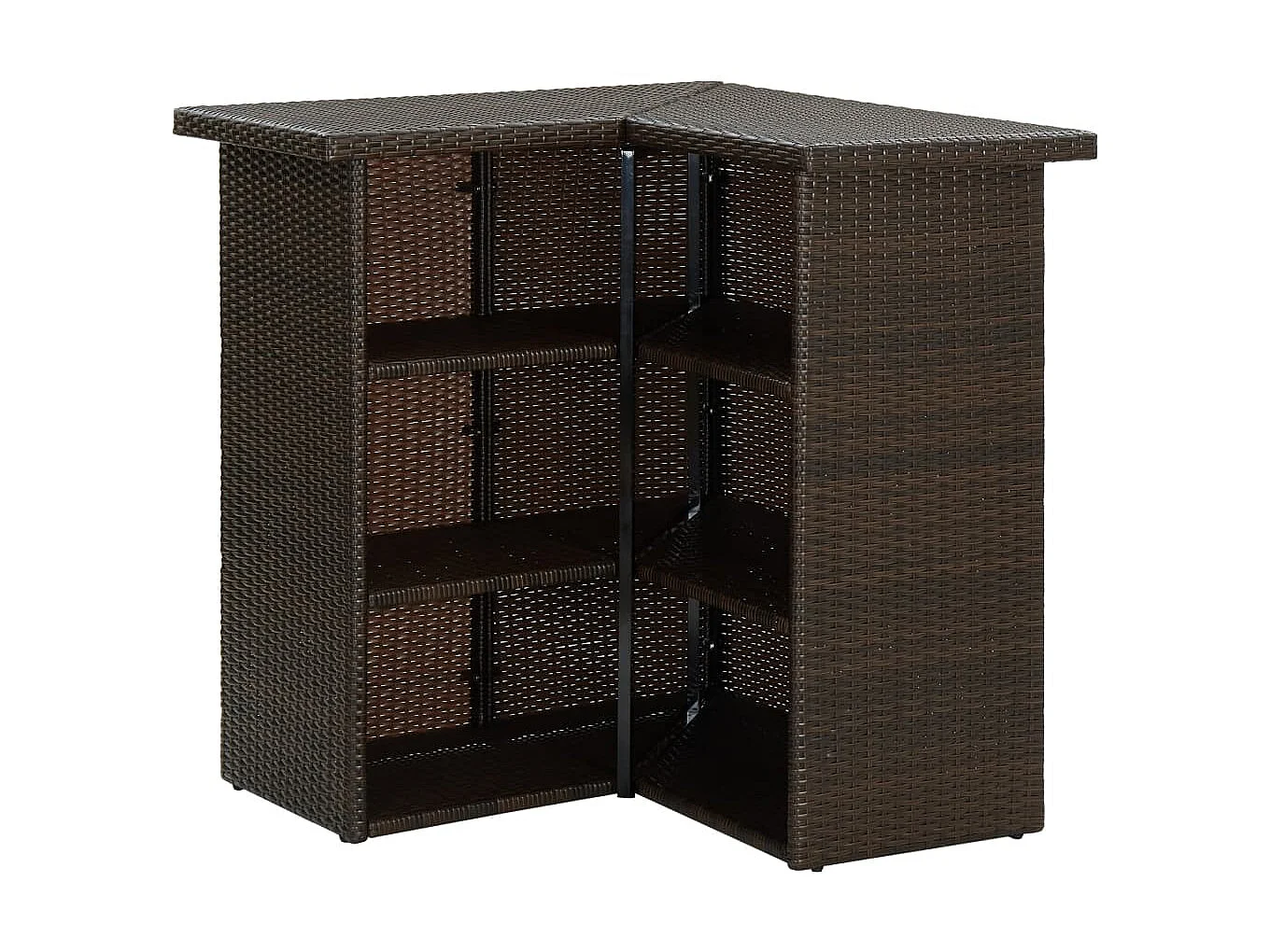 Table d'angle de bar Marron 100x50x105 Résine tressée