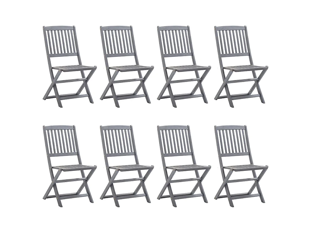 Mobilier à dîner de jardin 9 pcs Bois d'acacia massif Gris