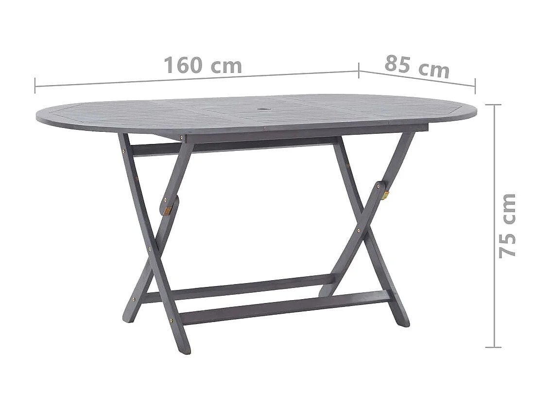 Mobilier à dîner de jardin 9 pcs Bois d'acacia massif Gris