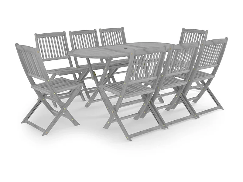 Mobilier à dîner de jardin 9 pcs Bois d'acacia massif Gris