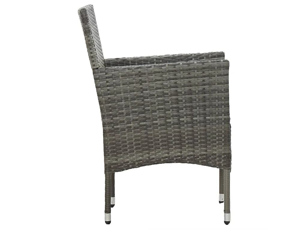 Ensemble à dîner de jardin 3 pcs Gris Résine tressée et verre