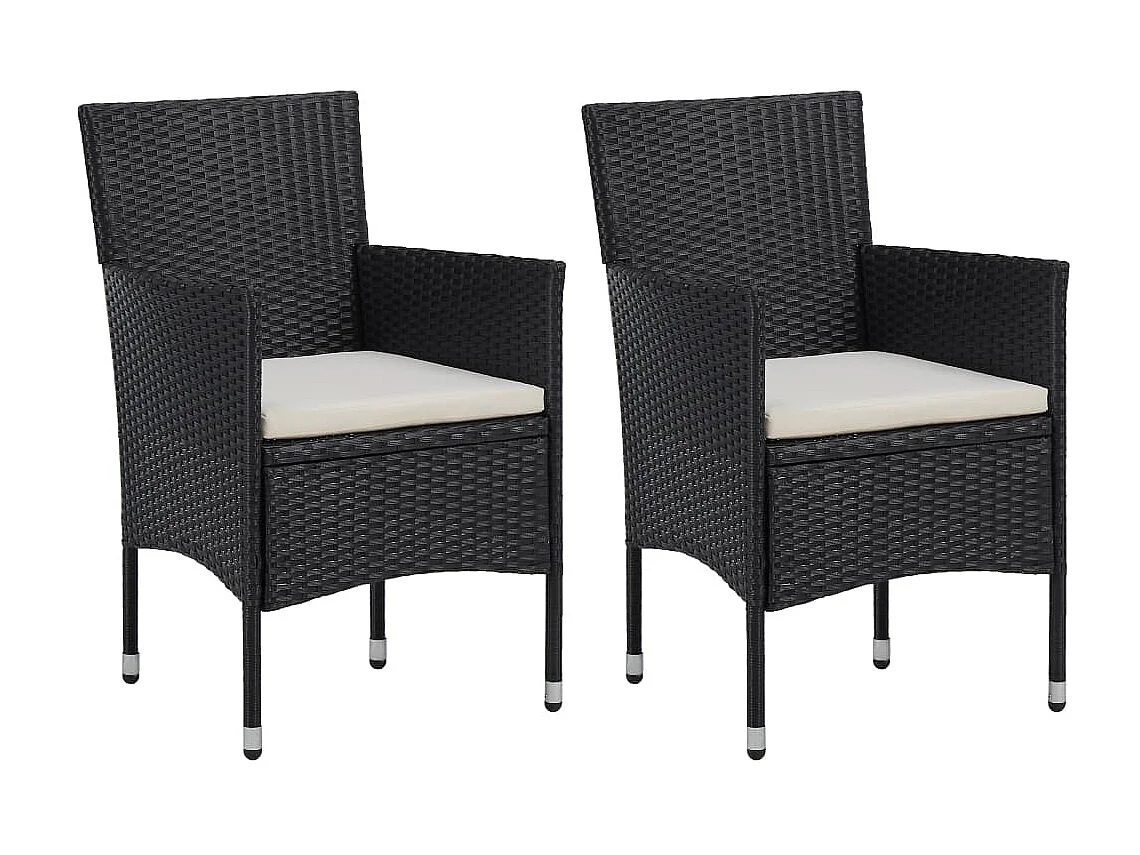Ensemble à dîner de jardin 3 pcs Noir Résine tressée et acacia 3