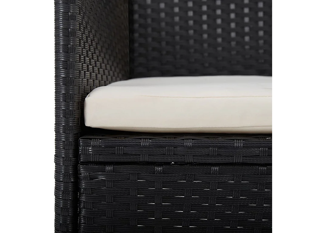 Ensemble à dîner de jardin 3 pcs Noir Résine tressée et acacia 3