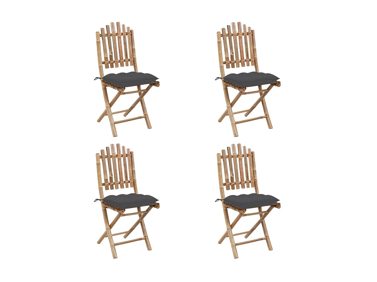 Mobilier à dîner d'extérieur pliable 5 pcs avec coussins Bambou 4