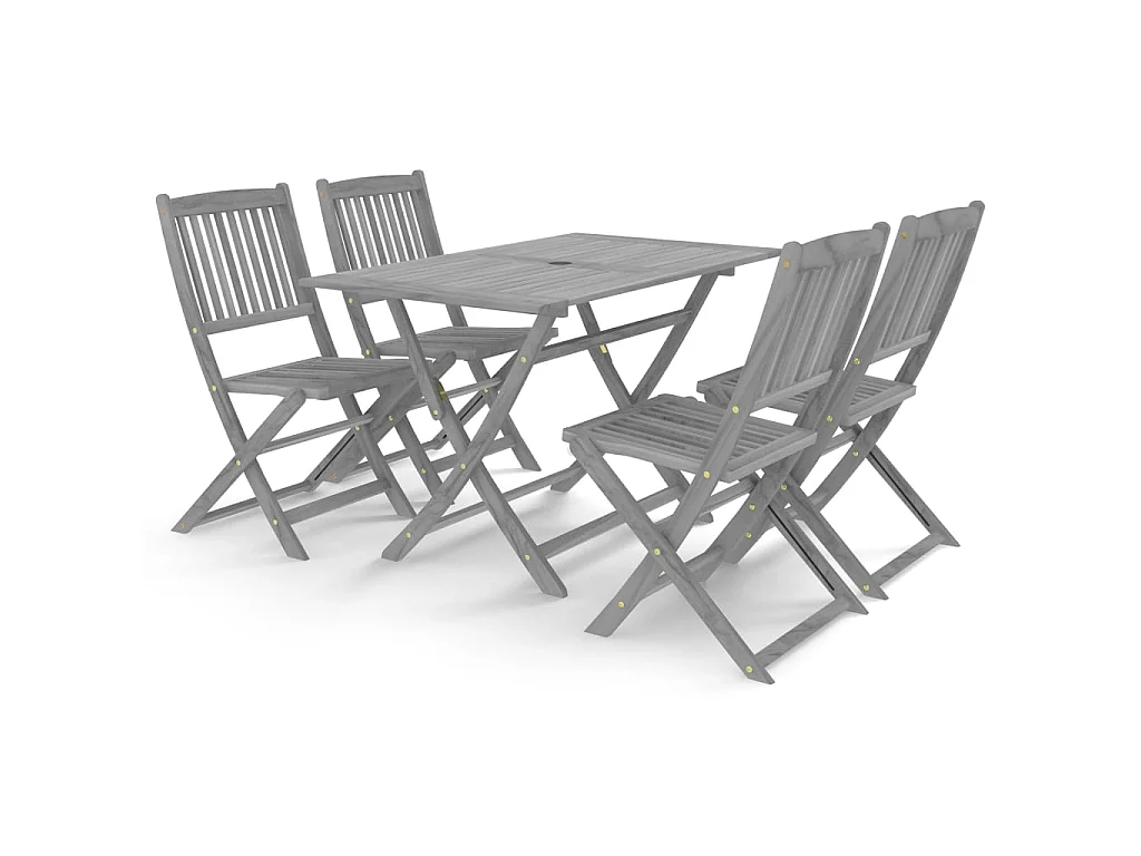 Mobilier à dîner de jardin 5 pcs Bois d'acacia massif Gris 4