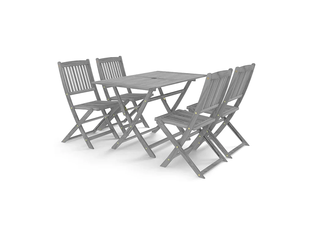 Mobilier à dîner de jardin 5 pcs Bois d'acacia massif Gris 4