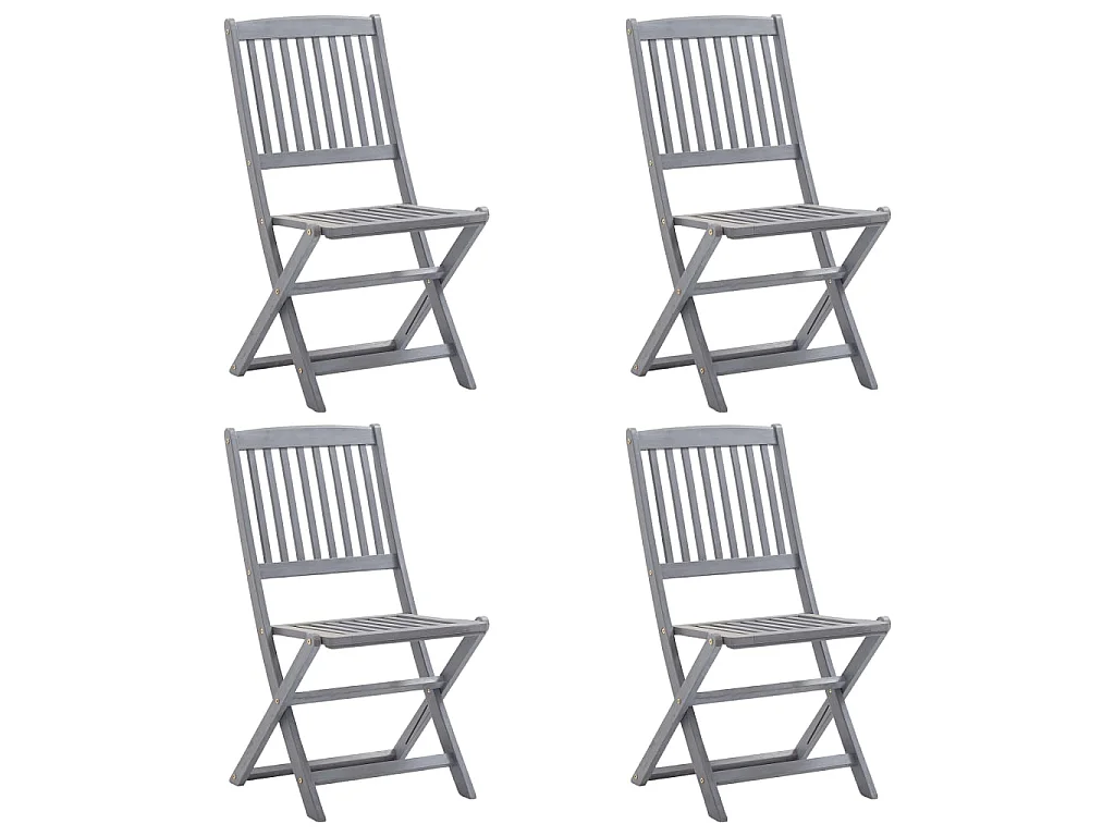 Mobilier à dîner de jardin 5 pcs Bois d'acacia massif Gris 4