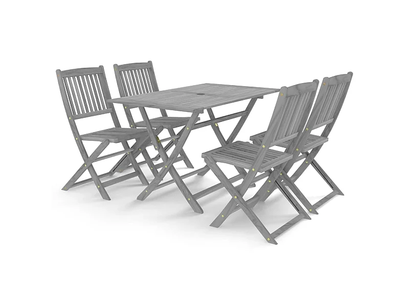 Mobilier à dîner de jardin 5 pcs Bois d'acacia massif Gris 4