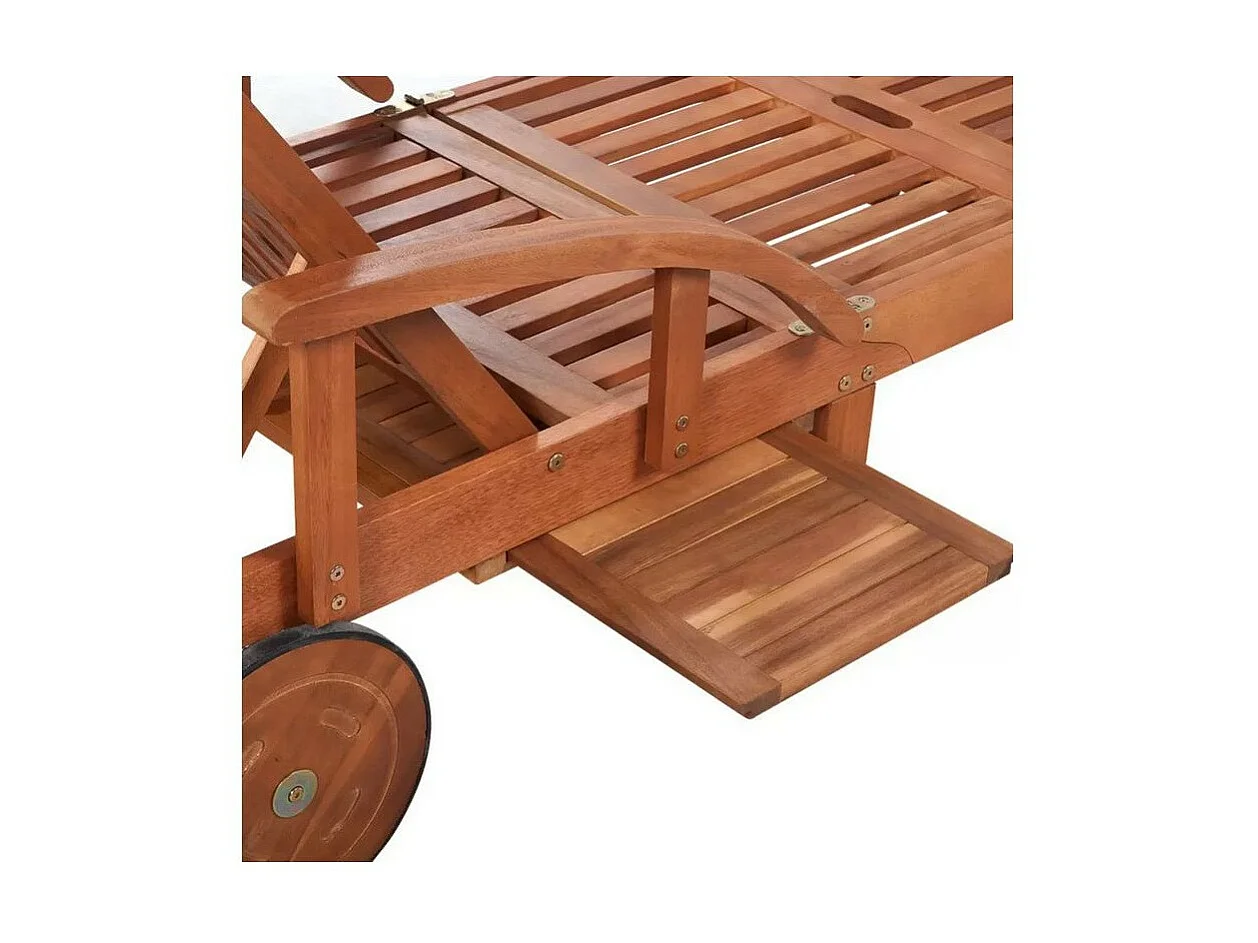 Set de 2 chaises longues et 1 table acacia massif foncé Sikash