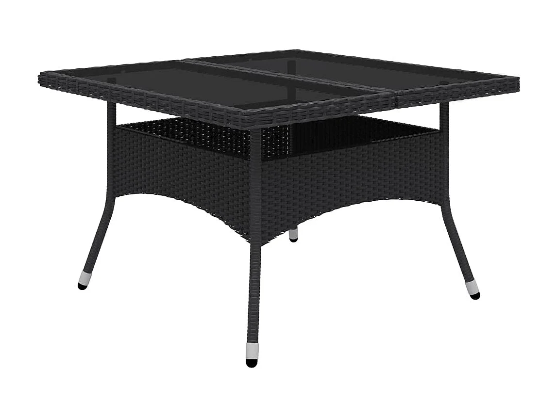 Ensemble à dîner de jardin 9 pcs Résine tressée et verre Noir