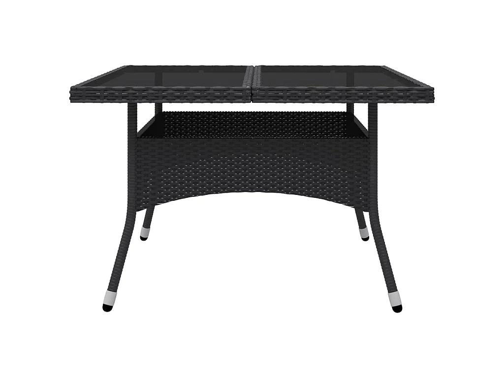 Ensemble à dîner de jardin 9 pcs Résine tressée et verre Noir