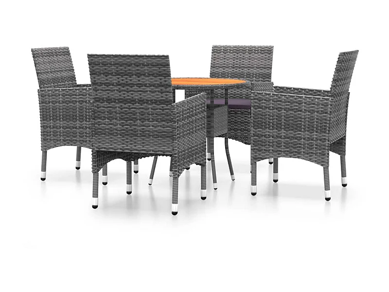 Mobilier de salle à manger de jardin 5 pcs Résine tressée Gris