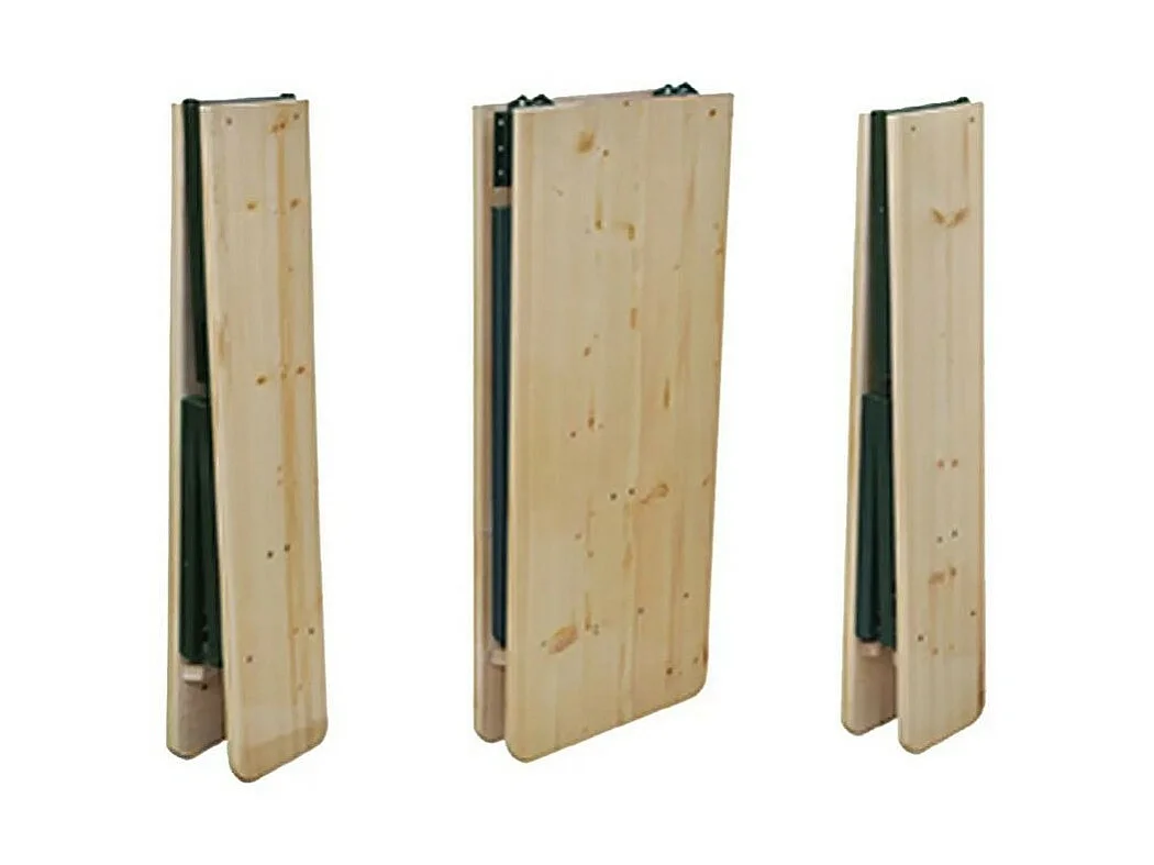 Table de jardin et 2 bancs pin massif clair et métal vert Tasep