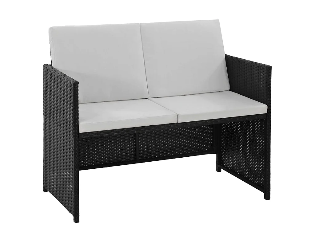 Salon de jardin 6 pcs avec coussins Résine tressée Noir 24