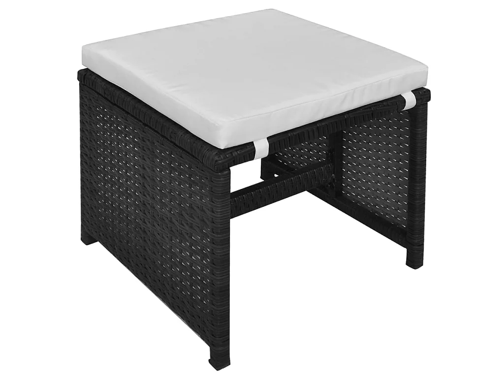 Salon de jardin 6 pcs avec coussins Résine tressée Noir 24