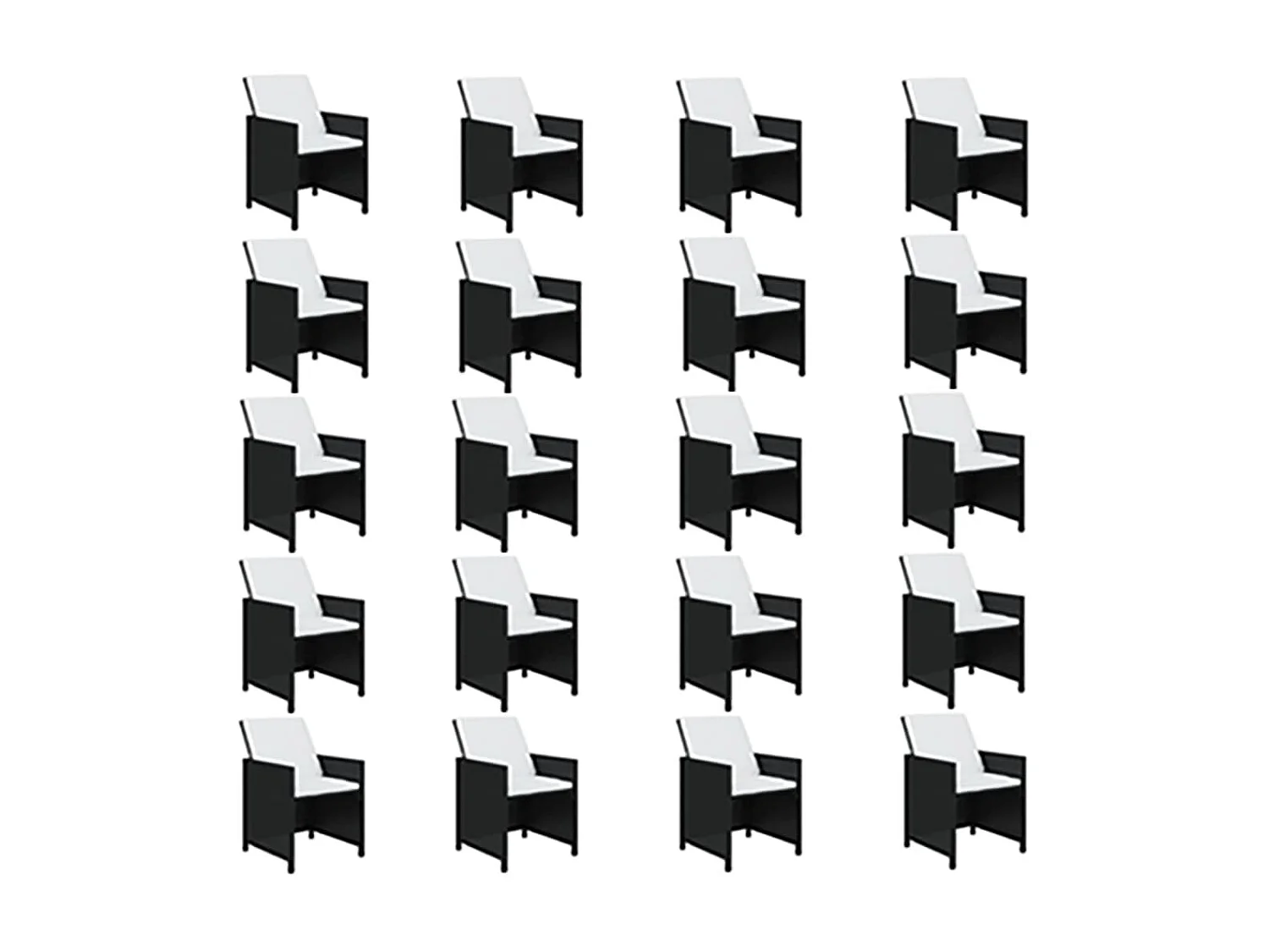 Ensemble à dîner de jardin coussins 21 pcs Noir Résine tressée 2