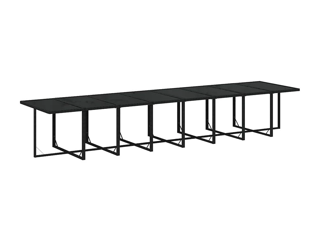 Ensemble à dîner de jardin coussins 21 pcs Noir Résine tressée 2