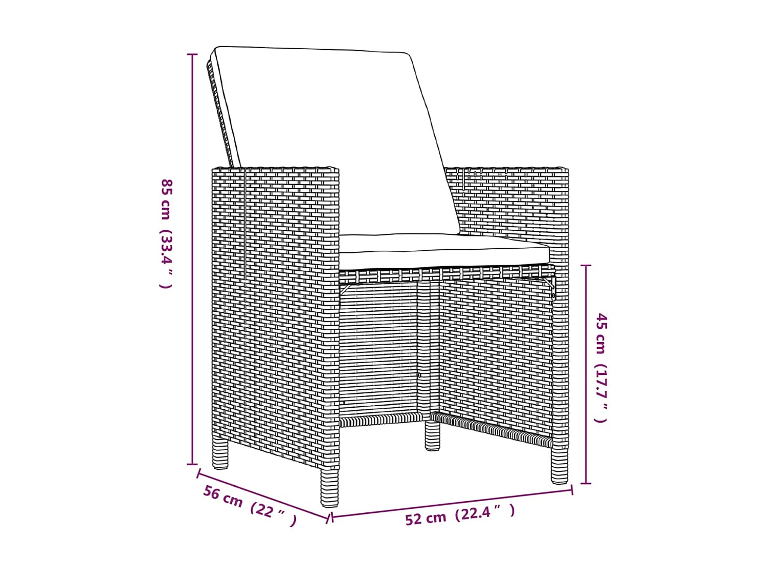Ensemble à dîner de jardin coussins 21 pcs Noir Résine tressée 2