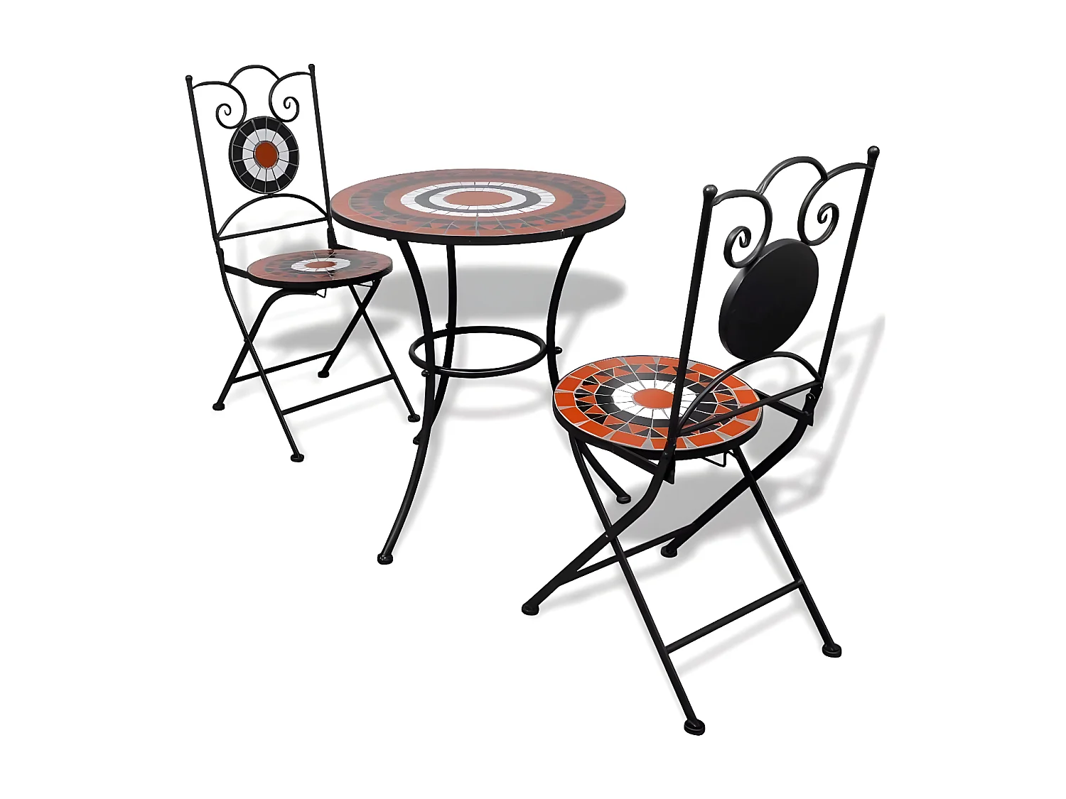 Table ronde et 2 chaises de jardin mosaïquées Mel