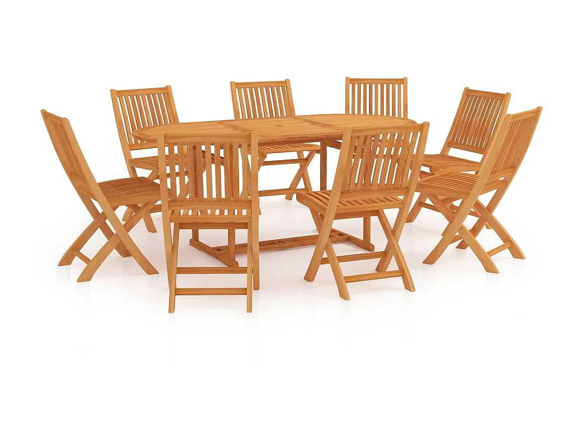 Ensemble de salle à manger de jardin 9 pcs Bois de teck massif 2