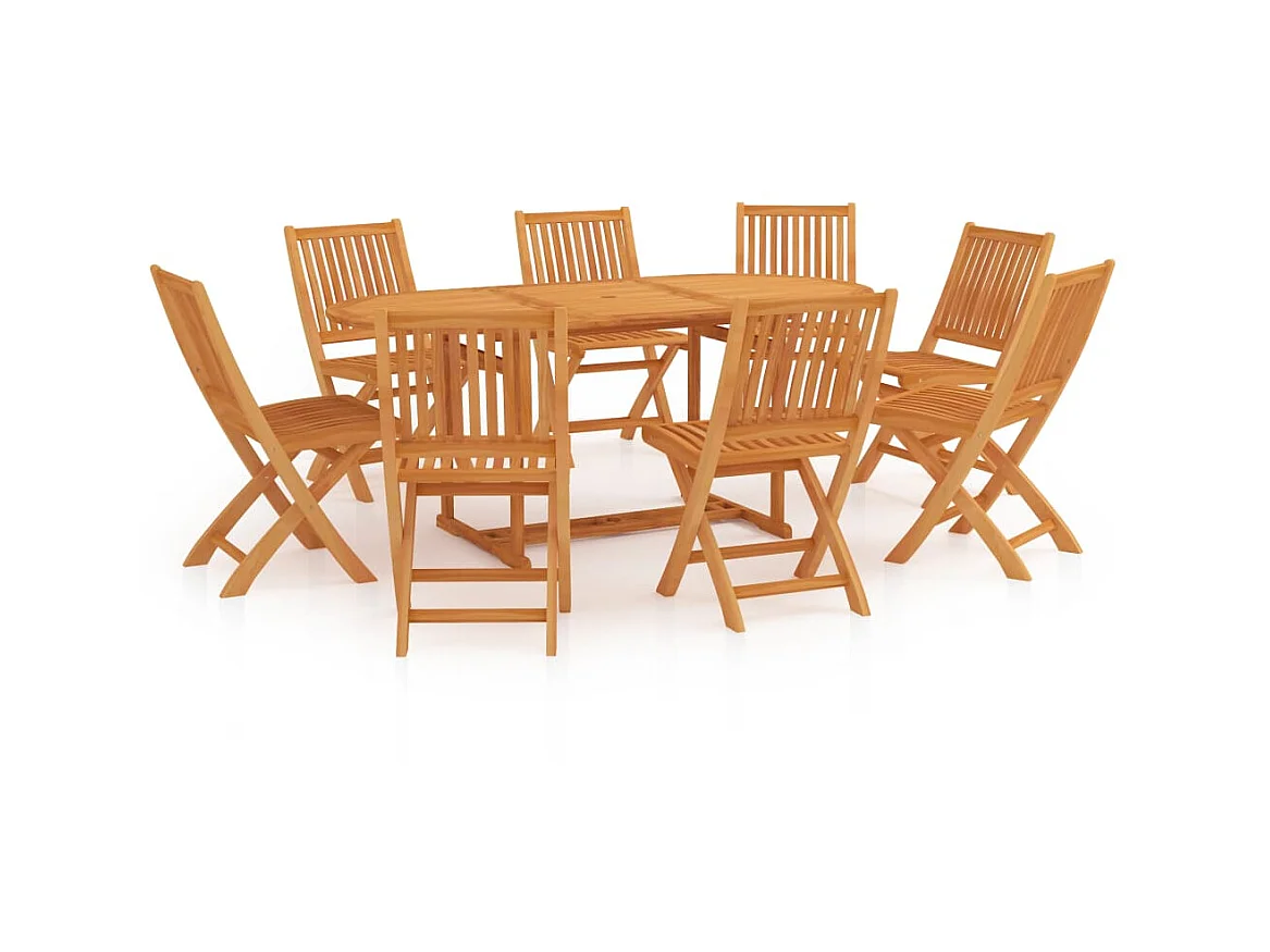 Ensemble de salle à manger de jardin 9 pcs Bois de teck massif 2