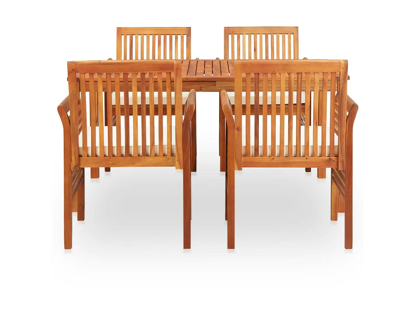 Mobilier à dîner d'extérieur 5 pcs et coussins Acacia solide 2