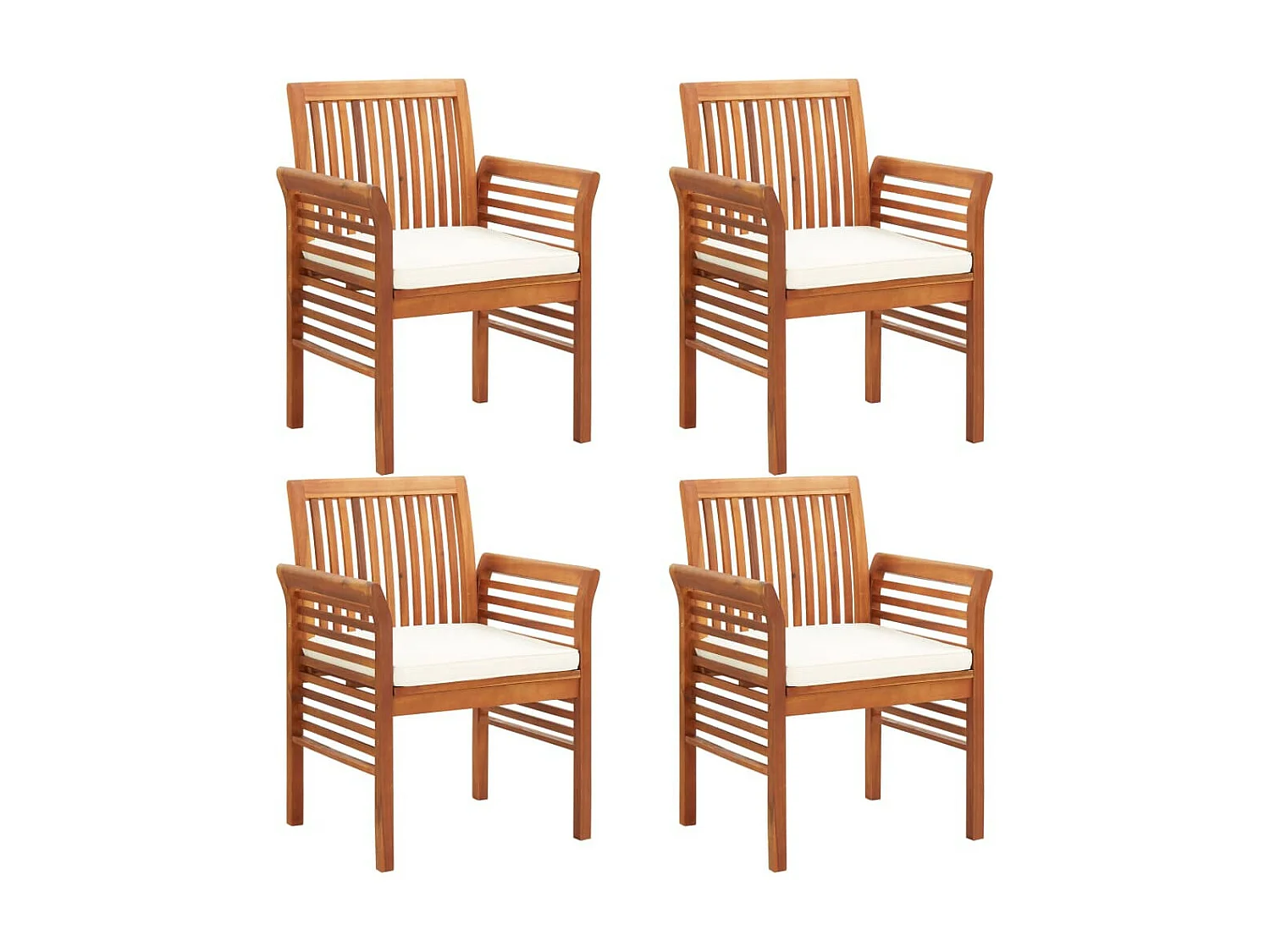 Mobilier à dîner d'extérieur 5 pcs et coussins Acacia solide 2