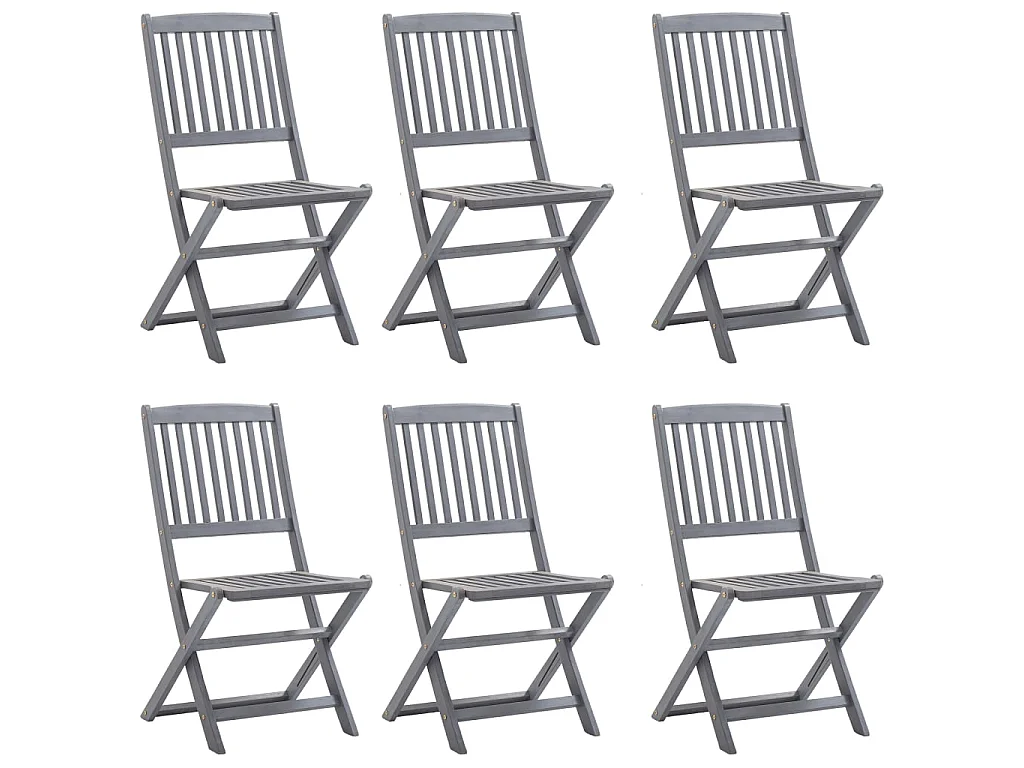 Mobilier à dîner de jardin 7 pcs Bois d'acacia massif Gris 2