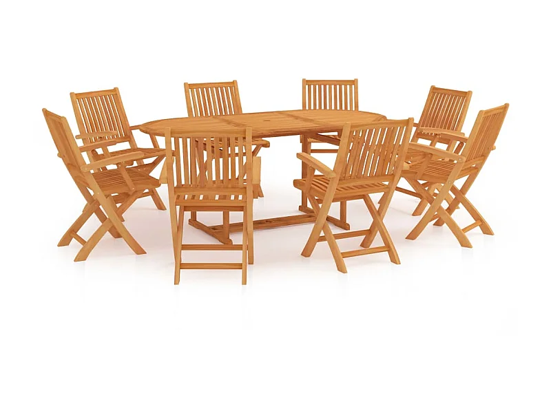 Ensemble de salle à manger de jardin 9 pcs Bois de teck massif 3
