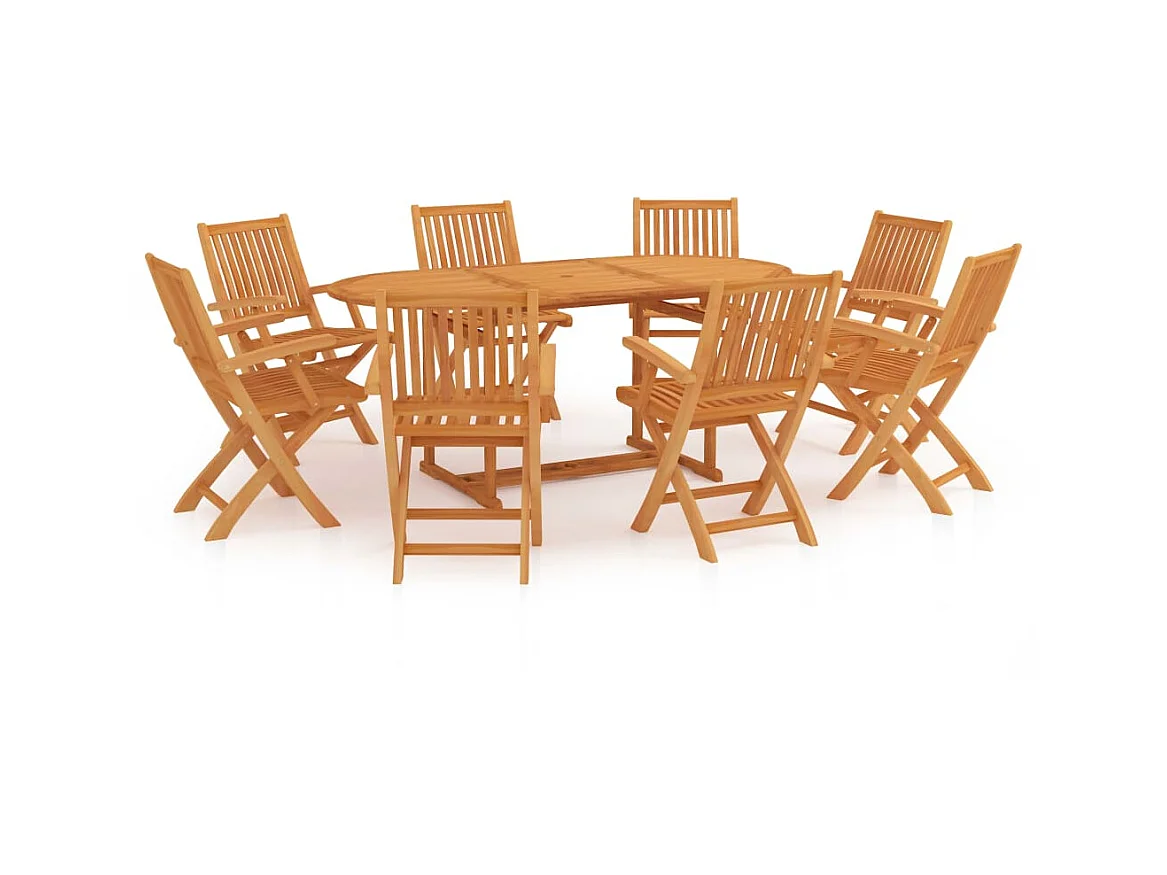 Ensemble de salle à manger de jardin 9 pcs Bois de teck massif 3