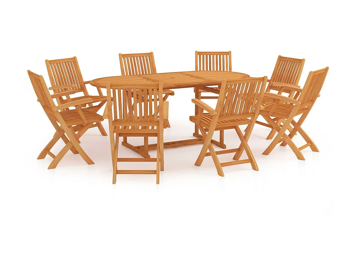 Ensemble de salle à manger de jardin 9 pcs Bois de teck massif 3